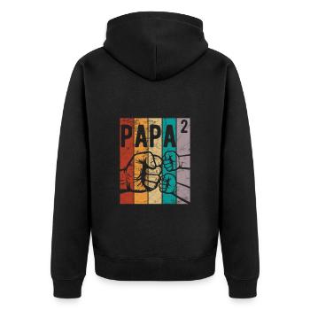 Papa von zwei Kindern - Team - Familie - Unisex Premium Bio Zip Hoodie - Schwarz - Hinten - Nico (187cm)