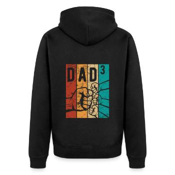 Dad 3 - Papa von drei Kindern - Team - Familie - Unisex Premium Bio Zip Hoodie - Schwarz - Hinten - Nico (187cm)