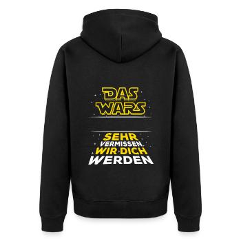 Das Wars - Verabschiedung - Mitarbeiter Name - Unisex Premium Bio Zip Hoodie - Schwarz - Hinten - Nico (187cm)