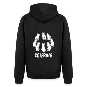Cat's ring - Catering pun with cat - Unisex Premium Organic Zip Hoodie - black - Back - Nico (187cm)