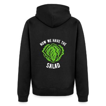 Now we have the salad - denglish - Spruch - Unisex Premium Bio Zip Hoodie - Schwarz - Hinten - Nico (187cm)
