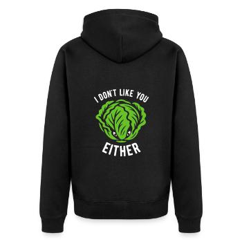 Salade - Je ne t’aime pas non plus - Vegan - Veste à capuche bio Premium Unisexe - noir - Dos - Nico (187cm)