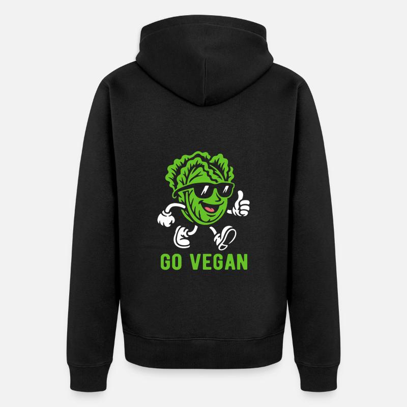 Salade - Go Vegan - Régime végétalien - Veste à capuche bio Premium Unisexe - noir