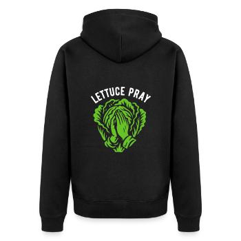 Laitue prier - jeu de mots - Veste à capuche bio Premium Unisexe - noir - Dos - Nico (187cm)