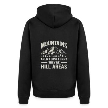 Mountains are hill areas - hilarious pun - Unisex Premium Bio Zip Hoodie - Schwarz - Hinten - Nico (187cm)