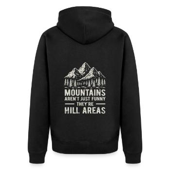 Mountains are hill areas - hilarious pun - Unisex Premium Bio Zip Hoodie - Schwarz - Hinten - Nico (187cm)