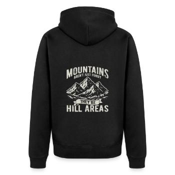 Mountains are hill areas - hilarious pun - Unisex Premium Bio Zip Hoodie - Schwarz - Hinten - Nico (187cm)