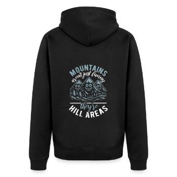 Mountains are hill areas - hilarious pun - Unisex Premium Bio Zip Hoodie - Schwarz - Hinten - Nico (187cm)