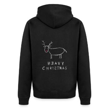 Heavy Christmas - lustiges Rentier - Geschenk - Unisex Premium Bio Zip Hoodie - Schwarz - Hinten - Nico (187cm)