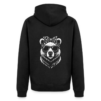 Mama Bear - Muttertag - Geschenk - Unisex Premium Bio Zip Hoodie - Schwarz - Hinten - Nico (187cm)