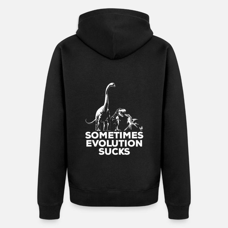 Parfois, l’évolution craint - Dinosaure - Poulet - Veste à capuche bio Premium Unisexe - noir