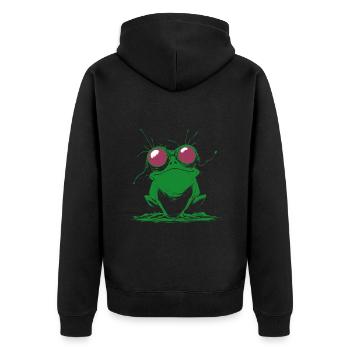 Frosch - Amphibie Cartoon Steampunk - Unisex Premium Bio Zip Hoodie - Schwarz - Hinten - Nico (187cm)