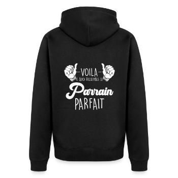 Parrain parfait cadeau oncle, tonton - Veste à capuche bio Premium Unisexe - noir - Dos - Nico (187cm)