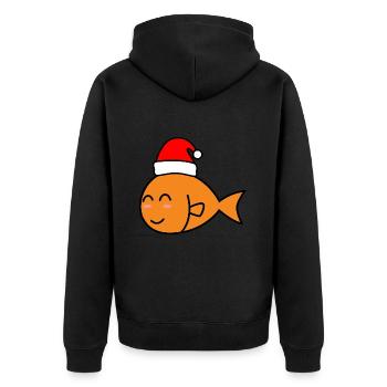 Goldfisch Comic Weihnachten Xmas - Unisex Premium Bio Zip Hoodie - Schwarz - Hinten - Nico (187cm)