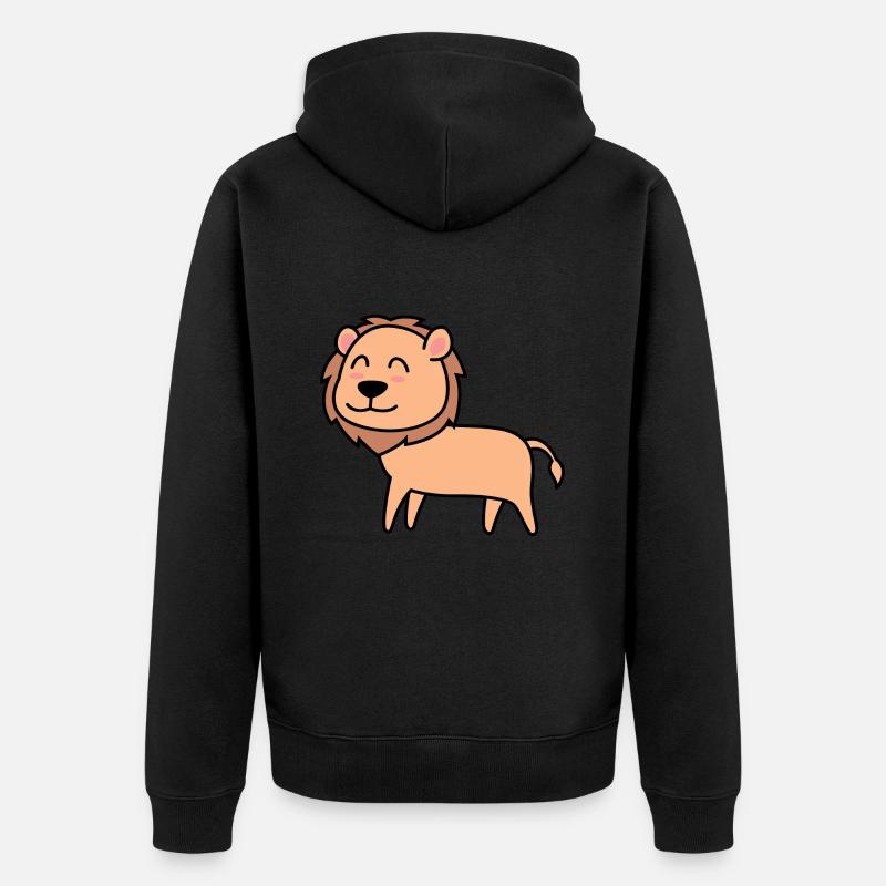 Löwe Comic Tier - Unisex Premium Bio Zip Hoodie - Schwarz