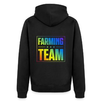 Farming Team - Unisex Premium Bio Zip Hoodie - Schwarz - Hinten - Nico (187cm)