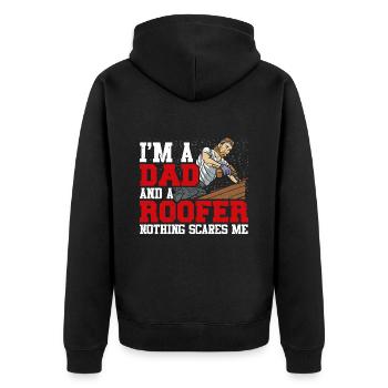 Lustiger Dachdecker Zimmermann Beruf Papa Vater - Unisex Premium Bio Zip Hoodie - Schwarz - Hinten - Nico (187cm)