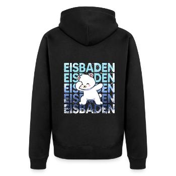 eisbaden kryotherapie eiskalt eisbad kneipp - Unisex Premium Bio Zip Hoodie - Schwarz - Hinten - Nico (187cm)