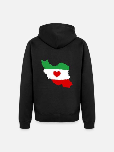 iran flagg hjerte kjærlighet persisk - Premium økologisk unisex-hettejakke - svart