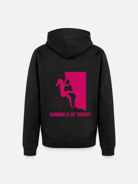 Climbing Is My Therapy Bouldering - Unisex Premium Organic Zip Hoodie - black