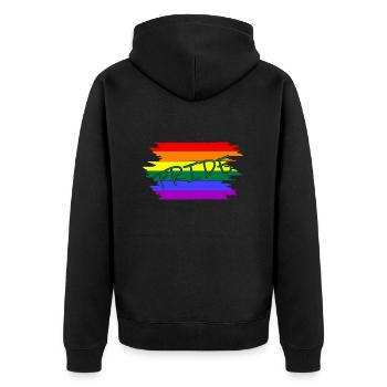 lgbtq pride - Unisex Premium Bio Zip Hoodie - Schwarz - Hinten - Nico (187cm)