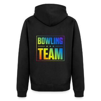 Bowling Team - Unisex Premium Bio Zip Hoodie - Schwarz - Hinten - Nico (187cm)