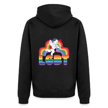 Valentinstag Lgbt 14. Februar Schwule Lesben - Unisex Premium Bio Zip Hoodie - Schwarz - Hinten - Nico (187cm)