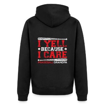 Baseball-opa Trägt Baseball-liebhaber-großvater - Unisex Premium Bio Zip Hoodie - Schwarz - Hinten - Nico (187cm)