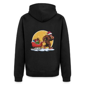 Funny Christmas bigfoot santa claus - Unisex Premium Organic Zip Hoodie - black - Back - Nico (187cm)