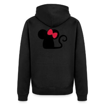 Mäuschen Schleife / mouse with bow Niedliche Maus - Unisex Premium Bio Zip Hoodie - Schwarz - Hinten - Nico (187cm)