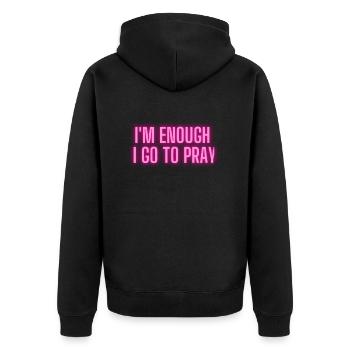 It's enough for me to pray now Christian - Unisex Premium Organic Zip Hoodie - black - Back - Nico (187cm)