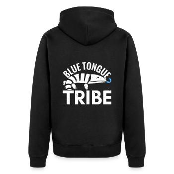 Blauzungen-Eidechse Skinke Glattechse blaue Zunge - Unisex Premium Bio Zip Hoodie - Schwarz - Hinten - Nico (187cm)