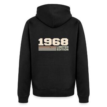 1968 1968 Limited Edition 1968 Anniversary Gift - Unisex Premium Organic Zip Hoodie - black - Back - Nico (187cm)