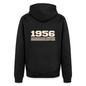 1956 Jubiläumsgeschenk 1956 Limitierte Auflage 1956 - Unisex Premium Bio Zip Hoodie - Schwarz - Hinten - Nico (187cm)