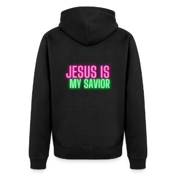 Jésus est mon Sauveur Les Proverbes chrétiens Vêtements - Veste à capuche bio Premium Unisexe - noir - Dos - Nico (187cm)