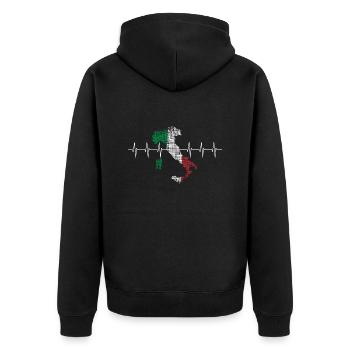 Italien Herzschlag - Unisex Premium Bio Zip Hoodie - Schwarz - Hinten - Nico (187cm)