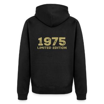 Cadeau D'anniversaire Nées En 1975 Vintage 1975 - Veste à capuche bio Premium Unisexe - noir - Dos - Nico (187cm)