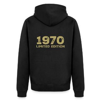 Cadeau D'anniversaire Nées En 1970 Vintage 1970 - Veste à capuche bio Premium Unisexe - noir - Dos - Nico (187cm)
