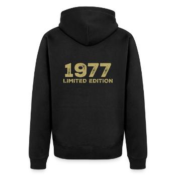 Cadeau D'anniversaire Nées En 1977 Vintage 1977 - Veste à capuche bio Premium Unisexe - noir - Dos - Nico (187cm)