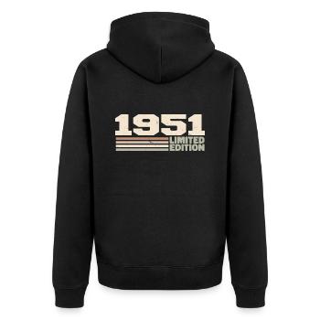1951 1951 Limitierte Auflage 1951 Jubiläumsgeschenk - Unisex Premium Bio Zip Hoodie - Schwarz - Hinten - Nico (187cm)