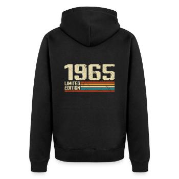 Vintage 1965 Anniversaire Rétro - Né en 1965 - Veste à capuche bio Premium Unisexe - noir - Dos - Nico (187cm)
