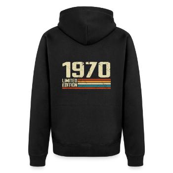 Vintage 1970 Anniversaire Rétro - Né en 1970 - Veste à capuche bio Premium Unisexe - noir - Dos - Nico (187cm)