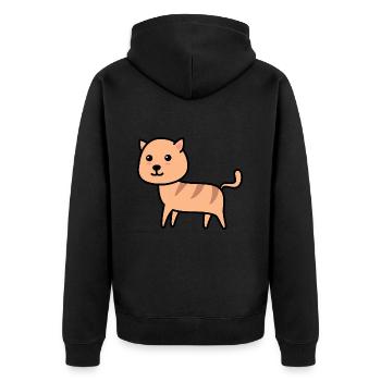 Katze Comic Tier - Unisex Premium Bio Zip Hoodie - Schwarz - Hinten - Nico (187cm)