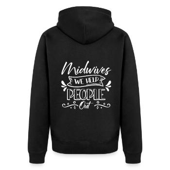 Midwife - Unisex Premium Bio Zip Hoodie - Schwarz - Hinten - Nico (187cm)
