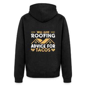 Lustiger Dachdecker Zimmermann Beruf Taco - Unisex Premium Bio Zip Hoodie - Schwarz - Hinten - Nico (187cm)