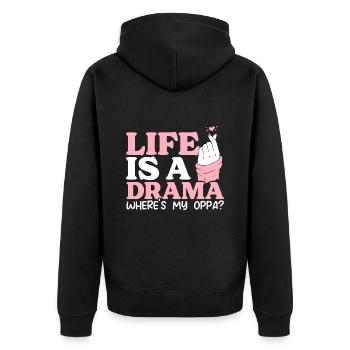 Drame Kdrama coréen drôle, - Veste à capuche bio Premium Unisexe - noir - Dos - Nico (187cm)