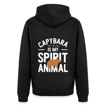 Capybara - Unisex Premium Bio Zip Hoodie - Schwarz - Hinten - Nico (187cm)