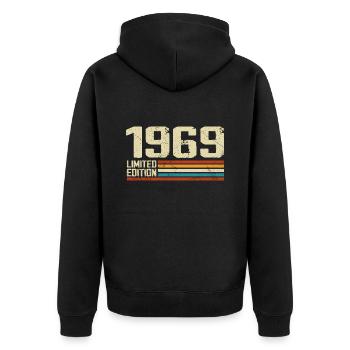 Vintage 1969 Anniversaire Rétro - Né en 1969 - Veste à capuche bio Premium Unisexe - noir - Dos - Nico (187cm)