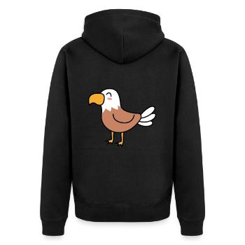 Adler Comic Tier - Unisex Premium Bio Zip Hoodie - Schwarz - Hinten - Nico (187cm)