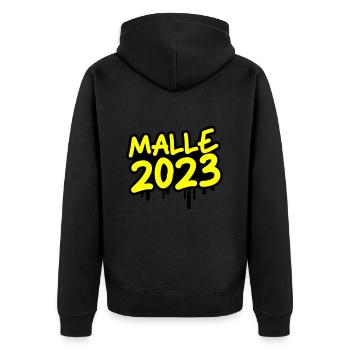 Malle 2023 - Unisex Premium Bio Zip Hoodie - Schwarz - Hinten - Nico (187cm)